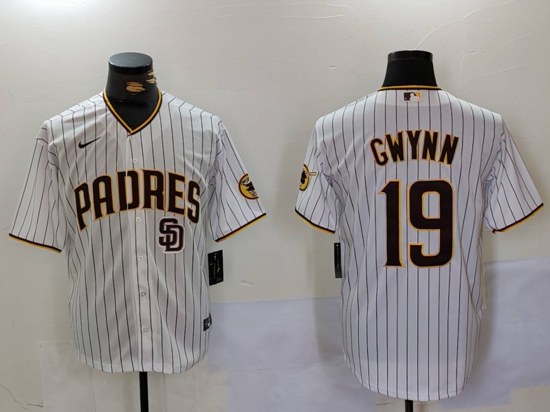 Men's San Diego Padres #19 Tony Gwynn White SD Cool Base Stitched Baseball Jersey