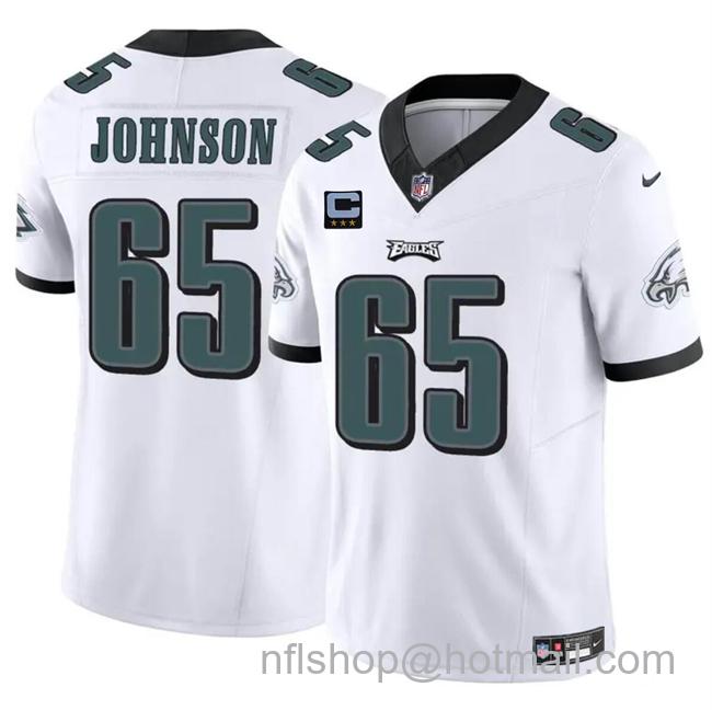 Men's Philadelphia Eagles #65 Lane Johnson White F.U.S.E With 3-Star C Patch Vapor Untouchable Limited Stitched Football Jersey