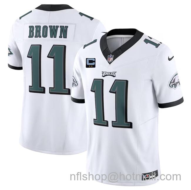 Men's Philadelphia Eagles #11 A. J. Brown White F.U.S.E With 2-Star C Patch Vapor Untouchable Limited Stitched Football Jersey