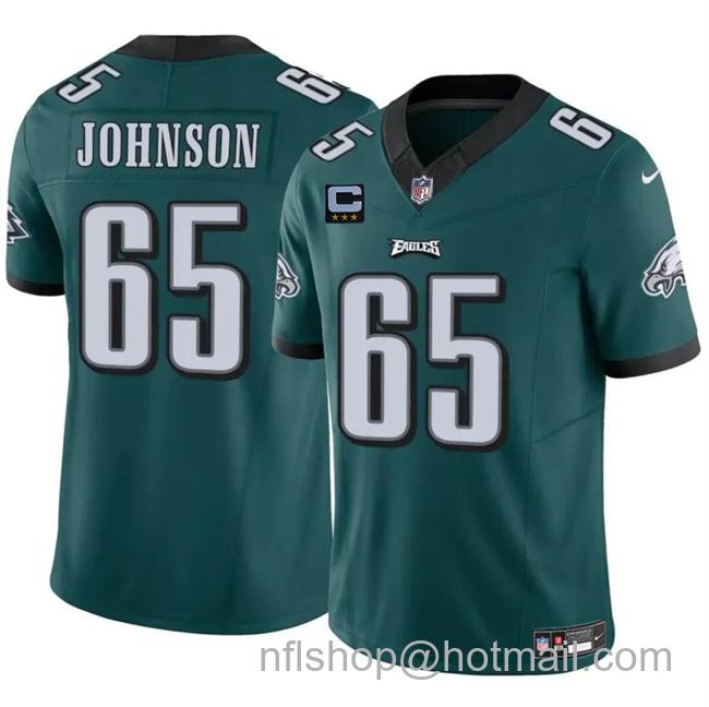 Men's Philadelphia Eagles #65 Lane Johnson Green F.U.S.E With 3-Star C Patch Vapor Untouchable Limited Stitched Football Jersey