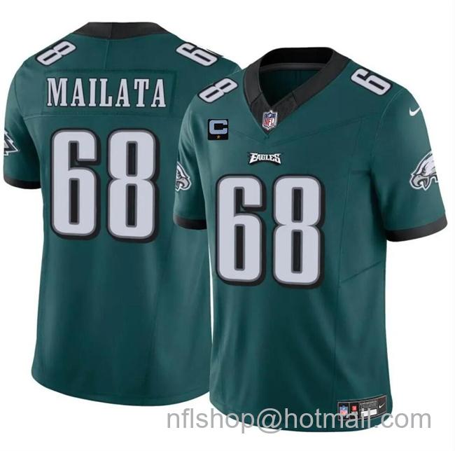 Men's Philadelphia Eagles #68 Jordan Mailata Green F.U.S.E With 1-Star C Patch Vapor Untouchable Limited Stitched Football Jersey