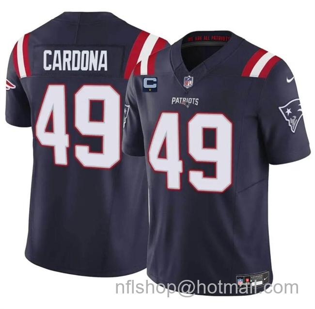 Men's New England Patriots #49 Joe Cardona Navy F.U.S.E. With 1-Star C Patch Vapor Limited Stitched Football Jersey