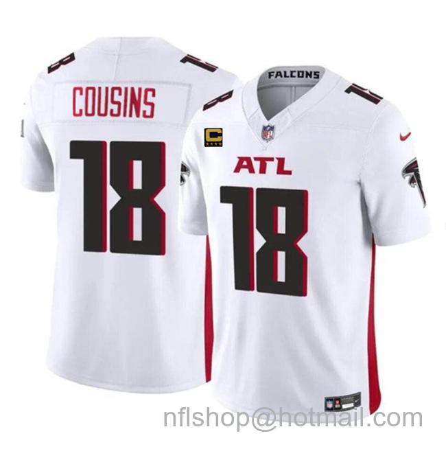 Men's Atlanta Falcons #18 Kirk Cousins White 2024 F.U.S.E With 4-Star C Patch Vapor Untouchable Limited Stitched Football Jersey