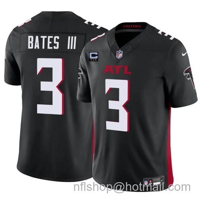 Men's Atlanta Falcons #3 Jessie Bates III Black 2024 F.U.S.E With 3-Star C Patch Vapor Untouchable Limited Stitched Football Jersey