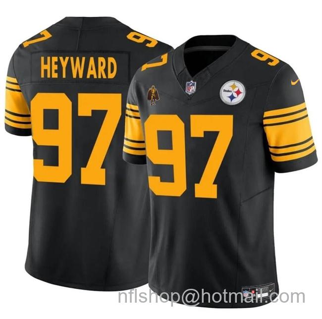 Men's Pittsburgh Steelers #97 Cameron Heyward Black F.U.S.E. With Walter Payton Patch Color Rush Limited Stitched Jersey