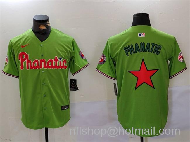 Men's Philadelphia Phillies Phanatic Green Cool Base Stitched Baseball Jerseys