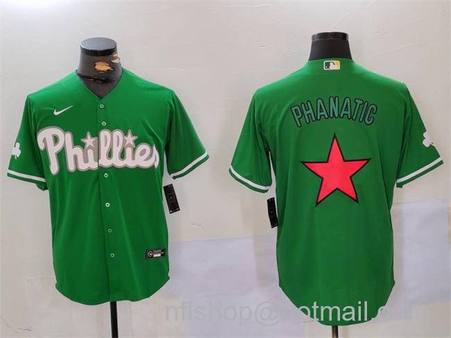 Men's Philadelphia Phillies Phanatic Green Cool Base Stitched Baseball Jersey