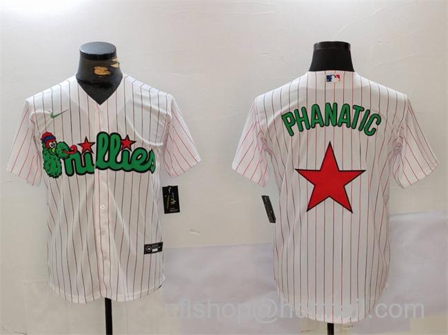 Men's Philadelphia Phillies Phanatic White Green Cool Base Stitched Baseball Jersey