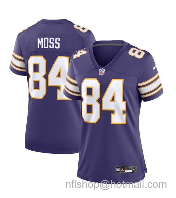 Women Minnesota Vikings #84 Randy Moss Purple Vapor Untouchable Limited Stitched Jersey