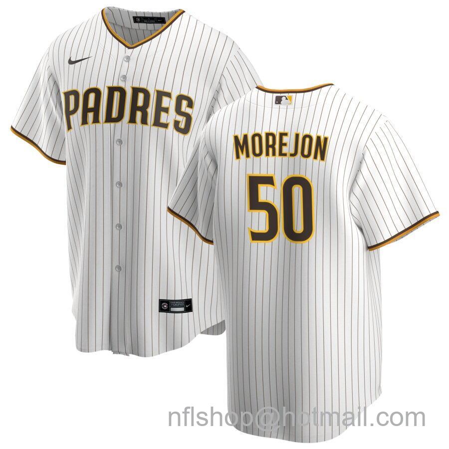 Men's San Diego Padres #50 Adrian Morejon White Home Cool Base Stitched Baseball Jersey