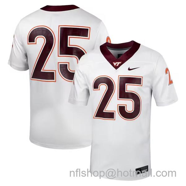 Men's Virginia Tech #25 White Untouchable Stitched Football Jersey