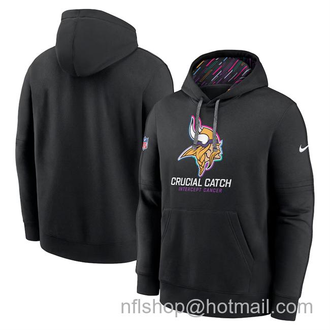 Men's Minnesota Vikings Black 2024 Crucial Catch Club Pullover Hoodie