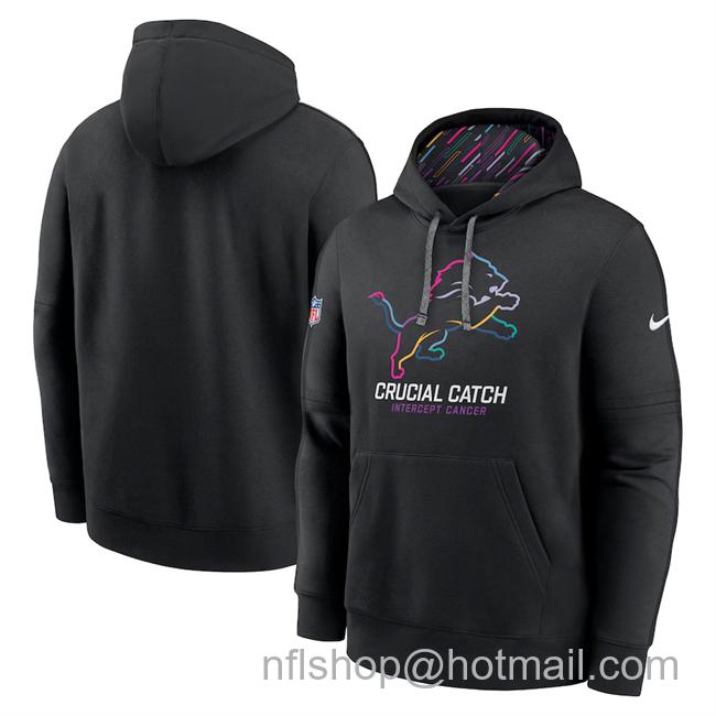 Men's Detroit Lions Black 2024 Crucial Catch Club Pullover Hoodie