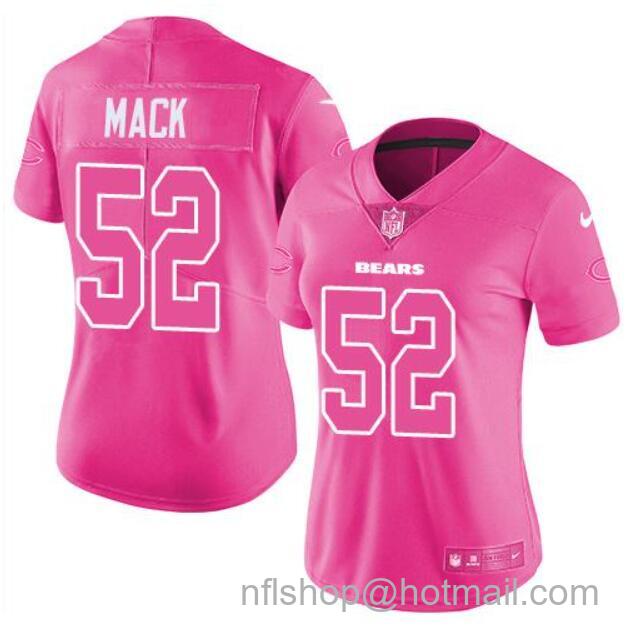 Men's Chicago Bears Customized Pink Stitched Limited Rush Fashion Jersey