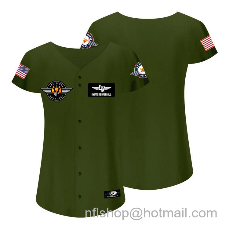 Women's Las Vegas Aviators Blank 2023 Flight Suit Green Replica Stitched Baseball Milb Jersey