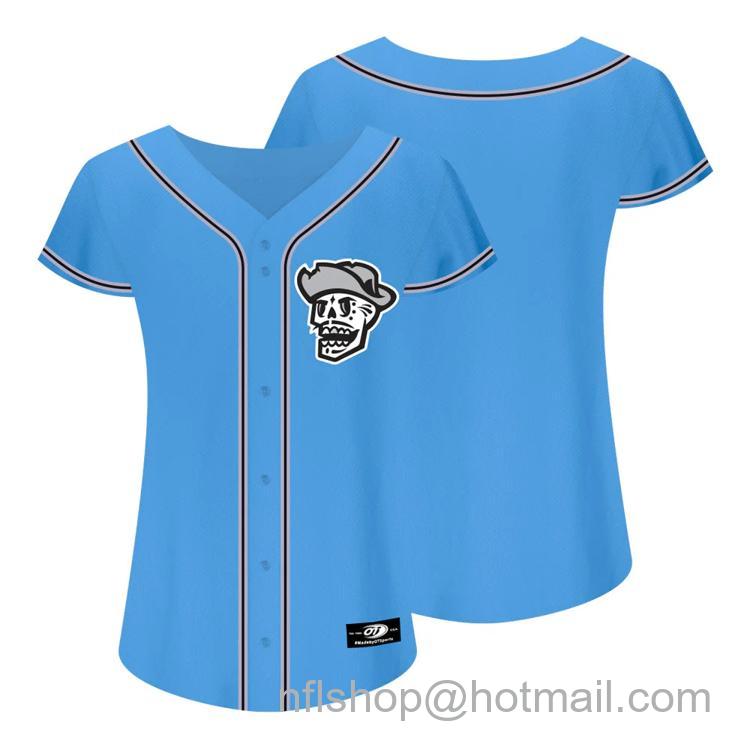 Women's Las Vegas Reyes de Plata Blank 2023 Alternate Skull Blue Replica Stitched Baseball Milb Jersey