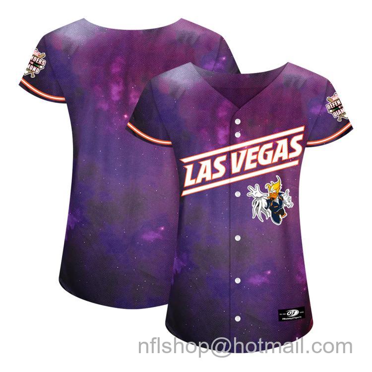 Women's Las Vegas Aviators Blank 2023 Marvel's Defenders of the Diamond Super Spruce Galaxy Stitched Baseball Jersey