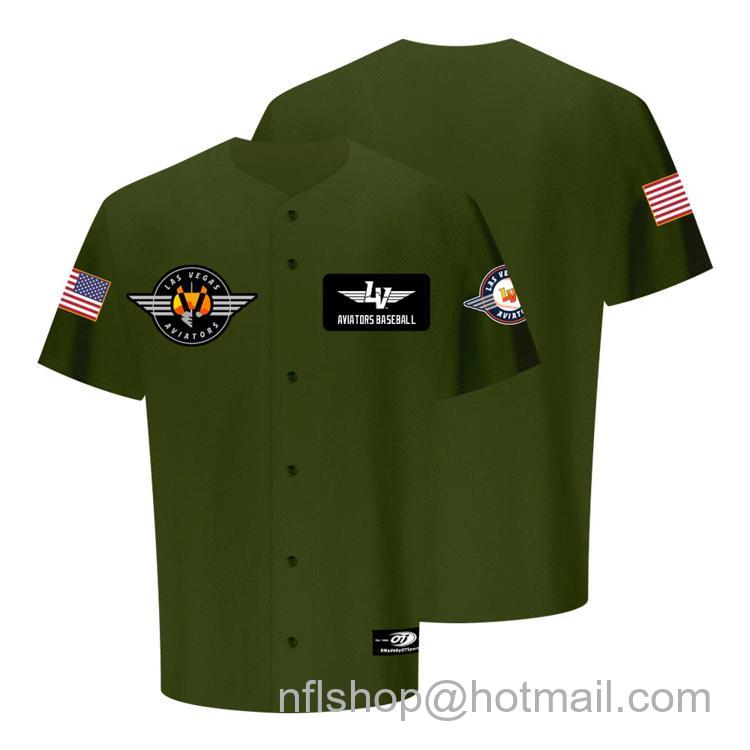 Men's Las Vegas Aviators 2023 Blank Flight Suit Green Stitched Baseball Milb Jersey