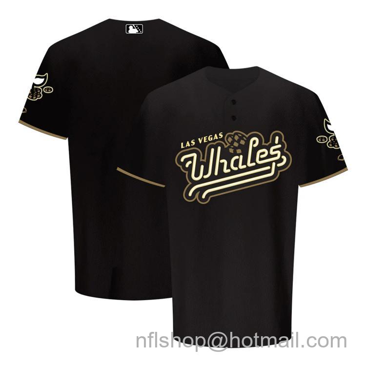 Men's Las Vegas Whales Blank With Sleeve Patch 2024 Theme Night Collection Black Stitched Baseball MiLB Jersey