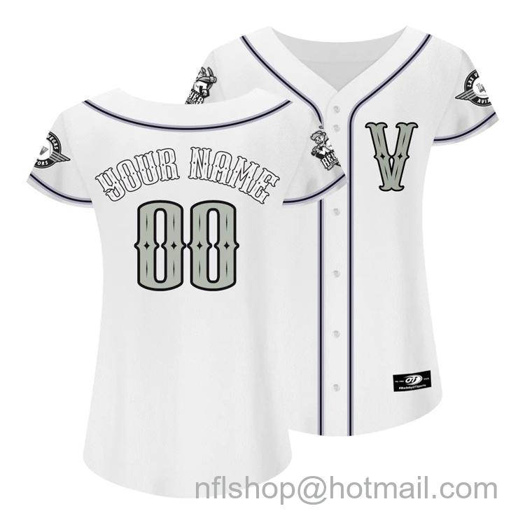 Women's Las Vegas Reyes de Plata Customized 2023 Home LV White Replica Stitched Baseball Milb Jersey