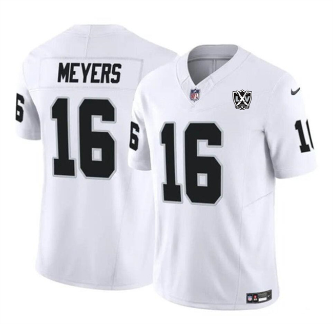 Men's Las Vegas Raiders #16 Jakobi Meyers White 2024 F.U.S.E 65th Anniversary Patch Vapor Stitched Football Jersey