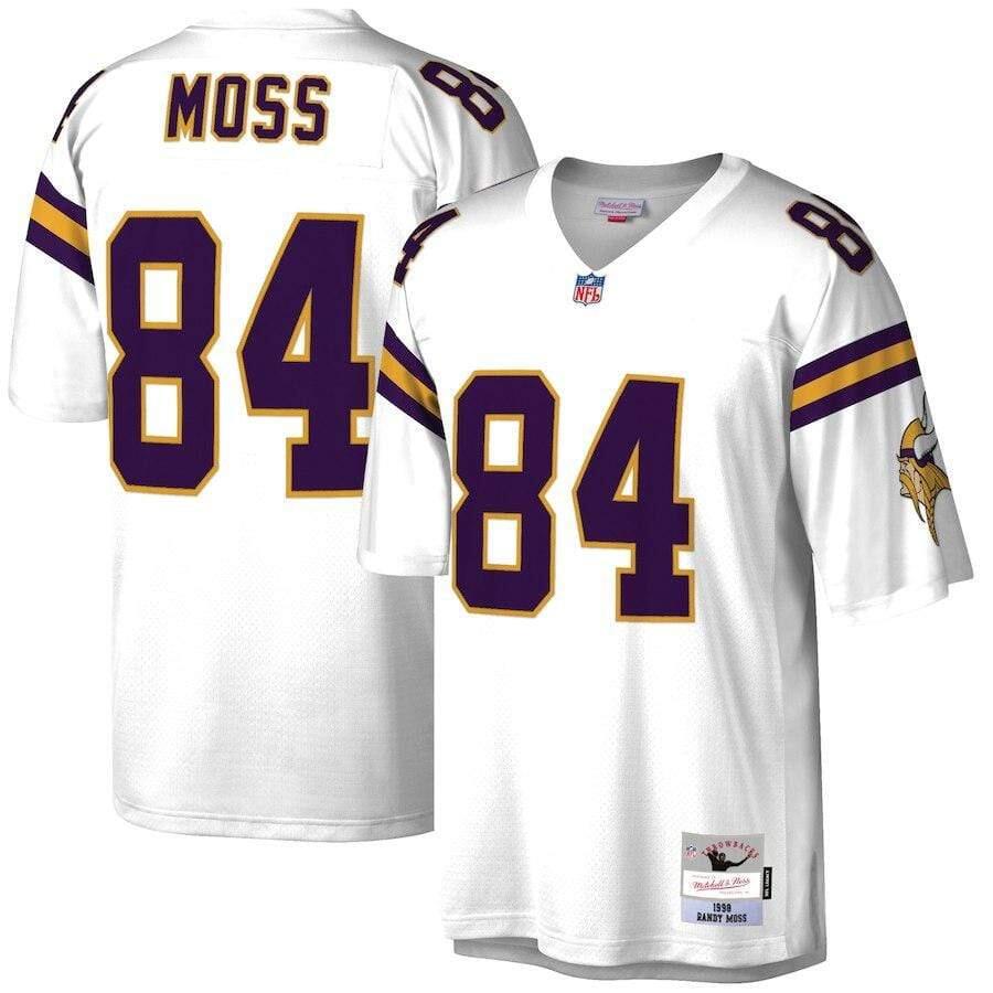 Men's Minnesota Vikings #84 Randy Moss 1998 White Throwback Stitched NFL Jersey