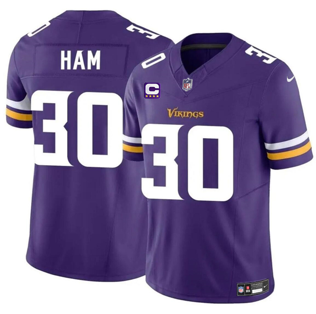 Men's Minnesota Vikings #30 C.J. Ham Purple 2024 F.U.S.E. With 4-Star C Patch Vapor Untouchable Limited Stitched Jersey