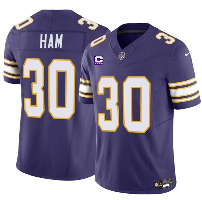 Men's Minnesota Vikings #30 C.J. Ham Purple 2024 F.U.S.E. Throwback With 4-Star C Patch Vapor Untouchable Limited Stitched Jersey