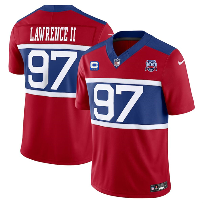 Men's New York Giants #97 Dexter Lawrence II Red 2024 F.U.S.E. Alternate With 3-Star C Patch And 100TH Season Patch Vapor Untouchable Limited Stitched Jersey