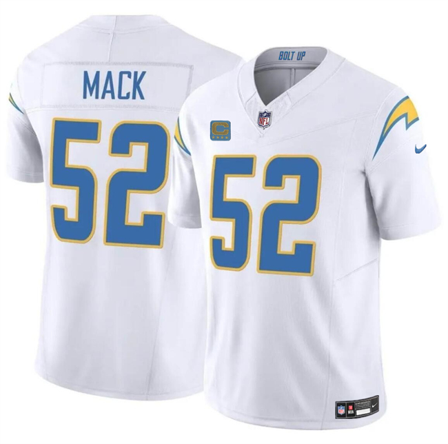 Men's Los Angeles Chargers #52 Khalil Mack White 2024 F.U.S.E. With 4-Star C Patch Vapor Untouchable Limited Stitched Jersey