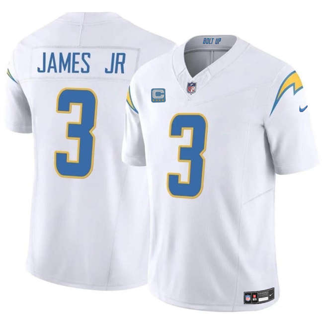 Men's Los Angeles Chargers #3 Derwin James Jr. White 2024 F.U.S.E. With 4-Star C Patch Vapor Untouchable Limited Stitched Jersey