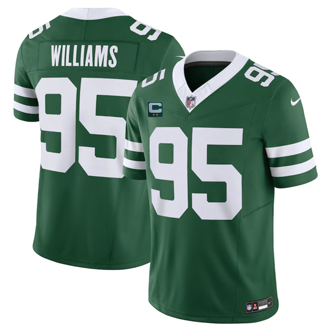 Men's New York Jets #95 Quinnen Williams Green 2024 F.U.S.E. With 2-Star C Patch Vapor Limited Stitched Jersey