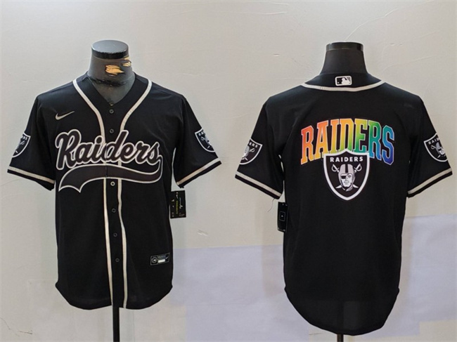 Men's Las Vegas Raiders Black Team Big Logo With Patch Cool Base Stitched Baseball Jersey