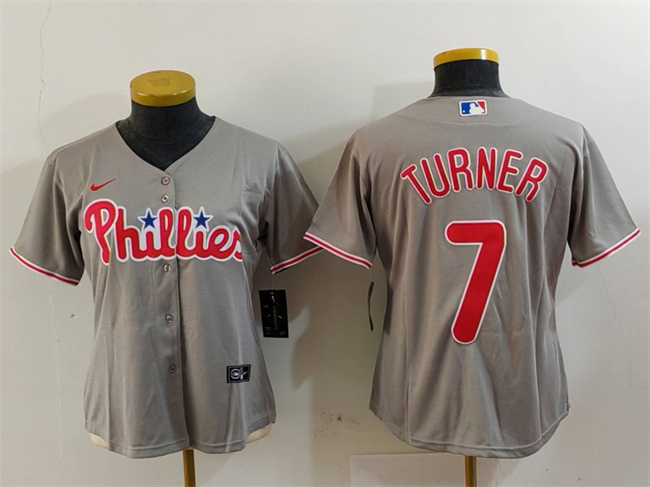 Youth Philadelphia Phillies #7 Trea Turner Grey Cool Base Stitched Baseball Jersey