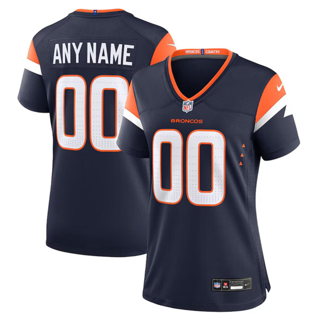 Women's Denver Broncos Custom Navy 2024 Stitched Jersey(Run Small)