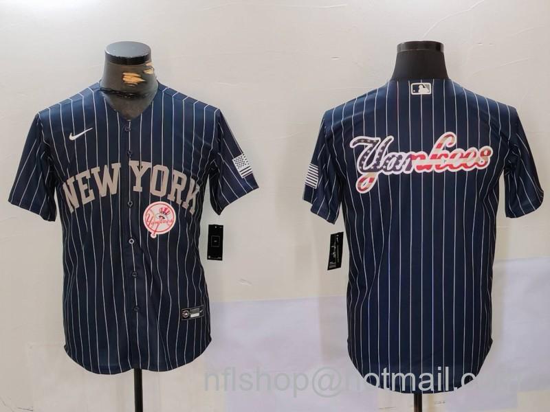 Men's New York Yankees Navy Team Big Logo Cool Base Stitched Baseball Nike MLB Jerseys