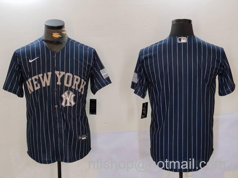 Men's New York Yankees Navy Blank Cool Base Stitched Baseball Jersey