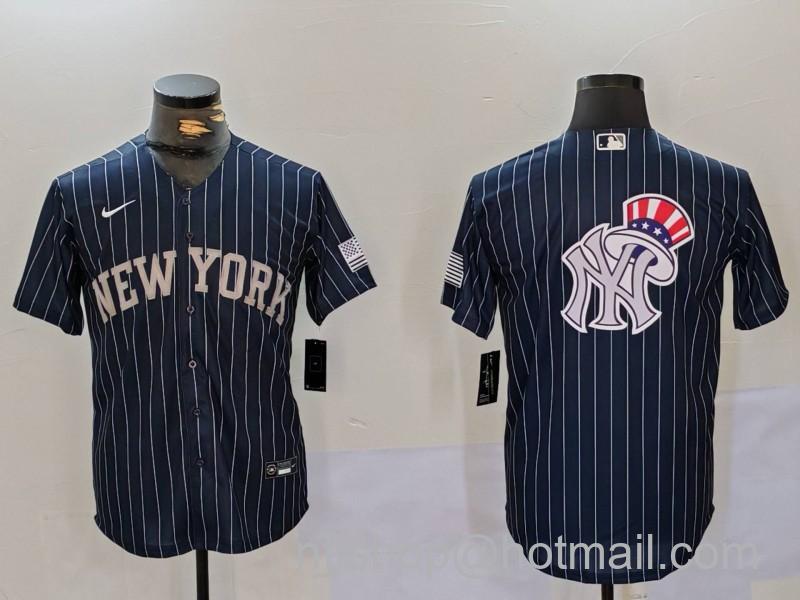 Men's New York Yankees Navy Team Big Logo Cool Base Stitched MLB Jersey