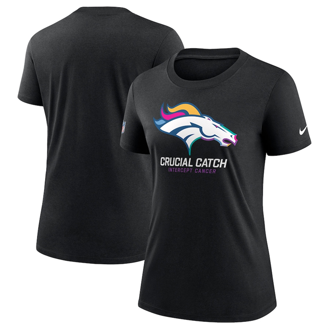 Women's Denver Broncos Black 2024 Crucial Catch T-Shirt(Run Small)