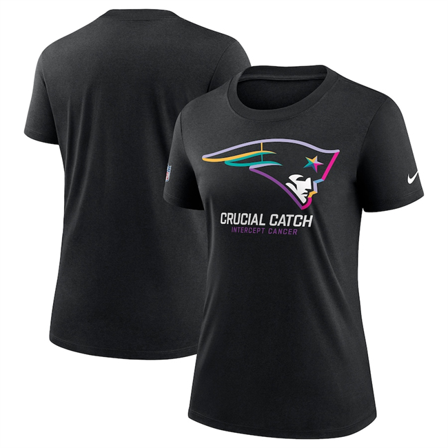 Women's New England Patriots Black 2024 Crucial Catch T-Shirt(Run Small)