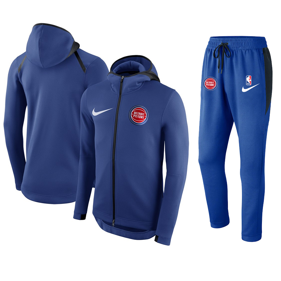 Men's Detroit Pistons Warmup Blue Hoodiesuit