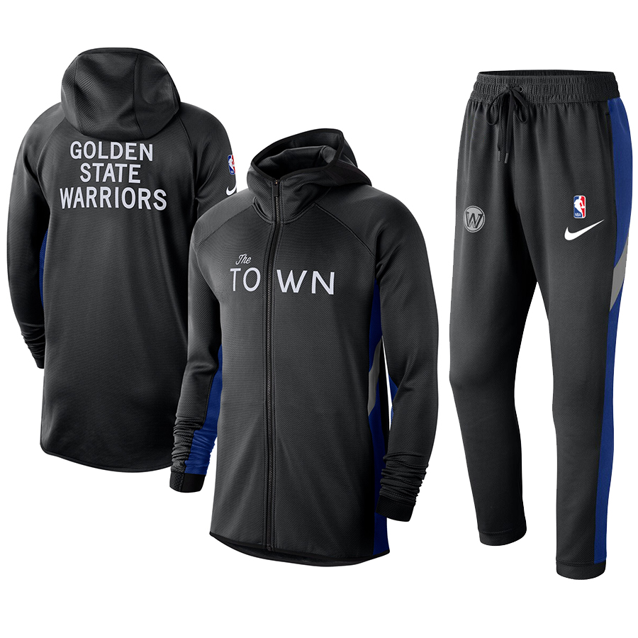 Men's Golden State Warriors Warmup Black Hoodiesuit