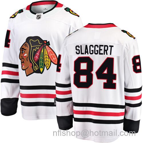 Landon Slaggert Chicago Blackhawks Road White Breakaway Jersey