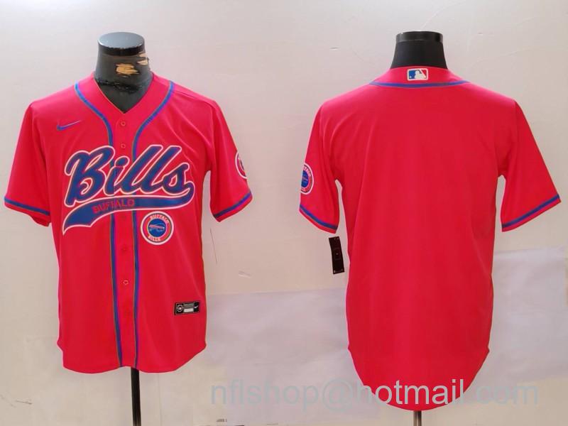 Men's Buffalo Bills Red Team Blank Cool Base Stitched Baseball Jerseys