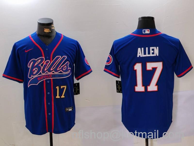 Men's Buffalo Bills #17 Josh Allen Blue Team Cool Base Stitched Baseball Jerseys