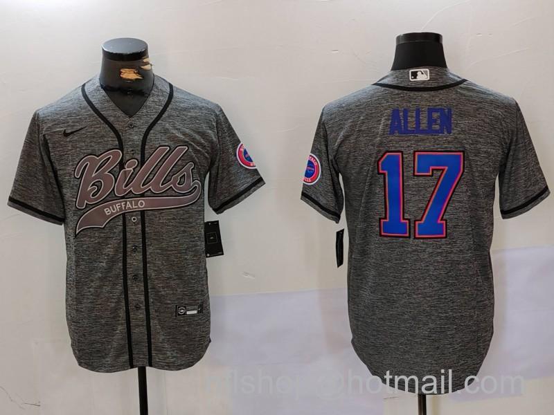 Men's Buffalo Bills #17 Josh Allen Grey Team Cool Base Stitched Baseball Jerseys