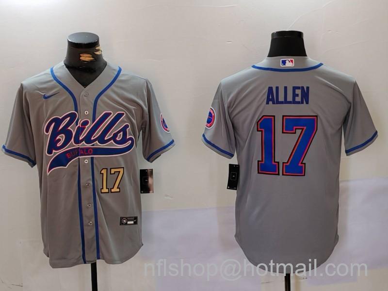 Men's Buffalo Bills #17 Josh Allen Grey Team Cool Base Stitched Baseball Jersey