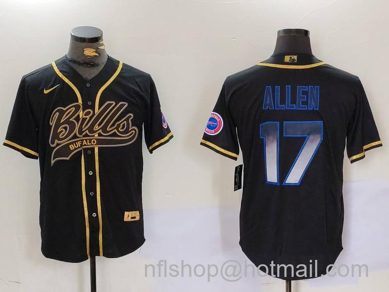 Men's Buffalo Bills #17 Josh Allen Black Cool Base Stitched Baseball Nike Jersey