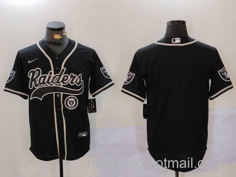 Men's Las Vegas Raiders Black Team Blank Patch Cool Base Stitched Baseball Jerseys