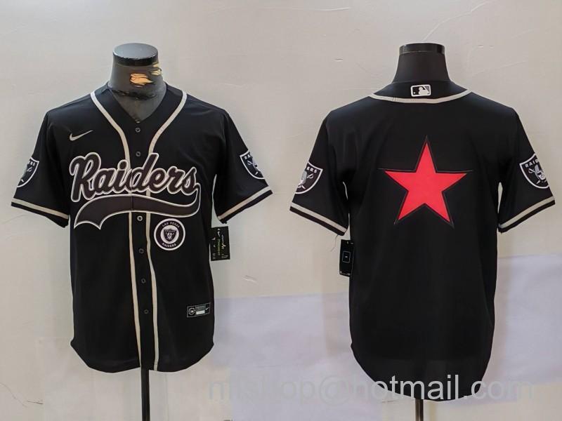 Men's Las Vegas Raiders Black Team Big Logo With Patch Cool Base Stitched Baseball Jerseys